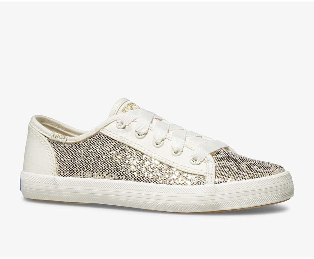 Keds Sneaker Kinder Weiß - Kickstart Metallic Sparkle - QRS-948701